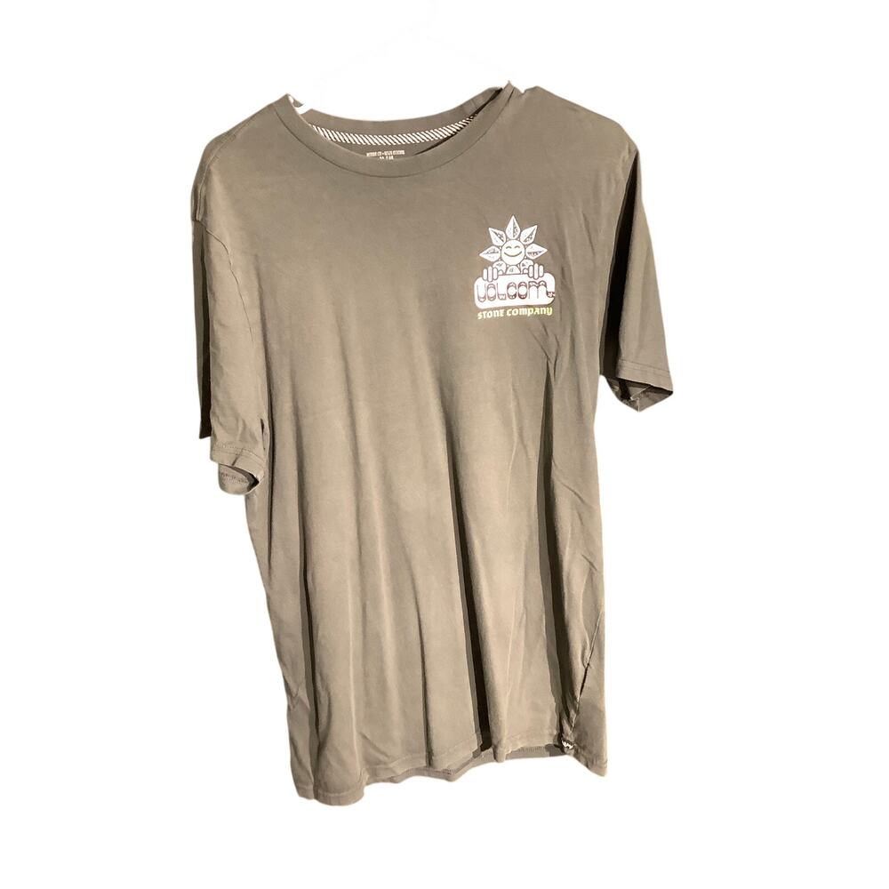 Volcom Men's M Olive Green 100% Cotton Smiley Flower Logo T-Shirt